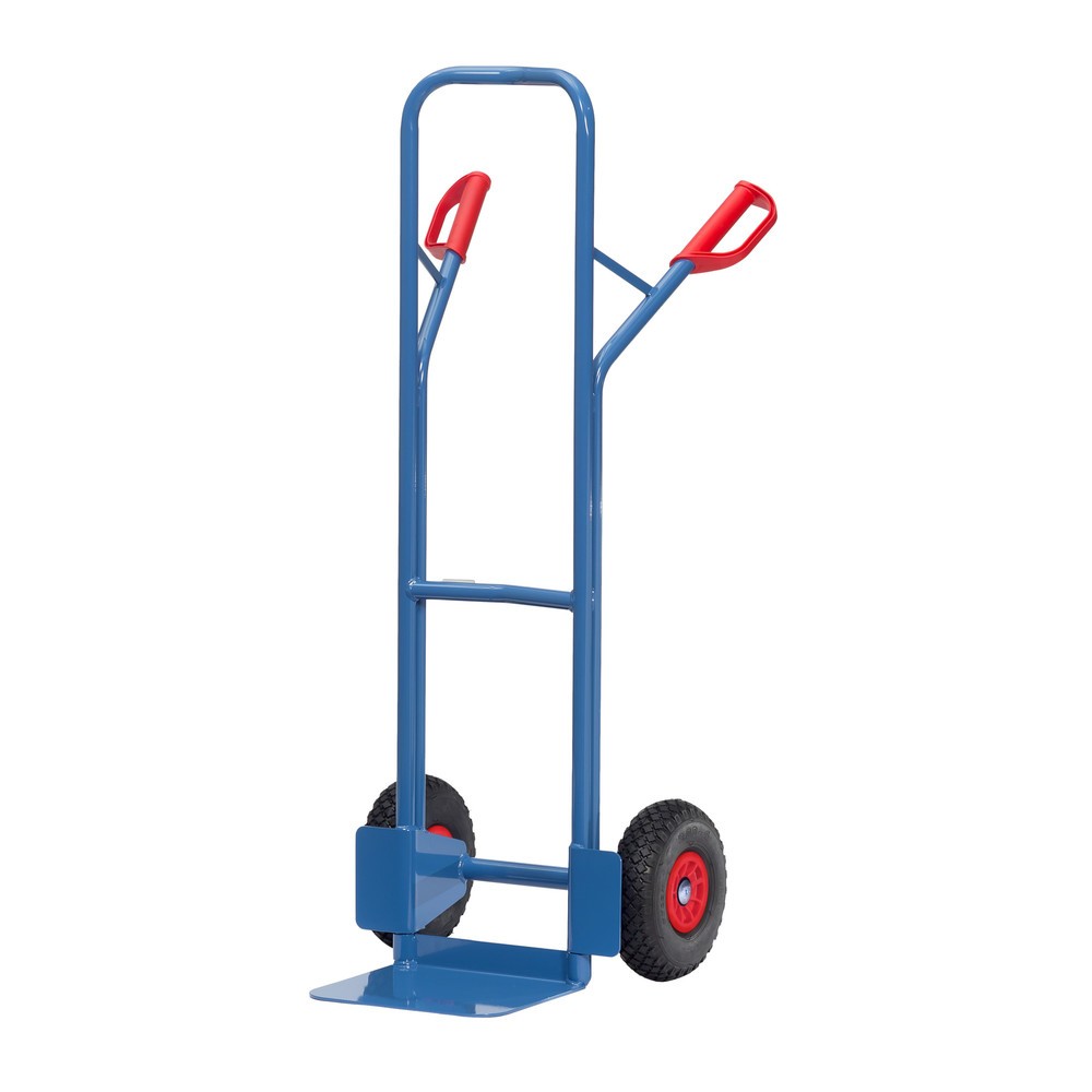 Produktabbildung: fetra® Stapelkarre, Höhe 1.300 mm, Tragkraft 300 kg, Schaufel BxT 320 x 250 mm, mit Querbügel oben, PU-Bereifung