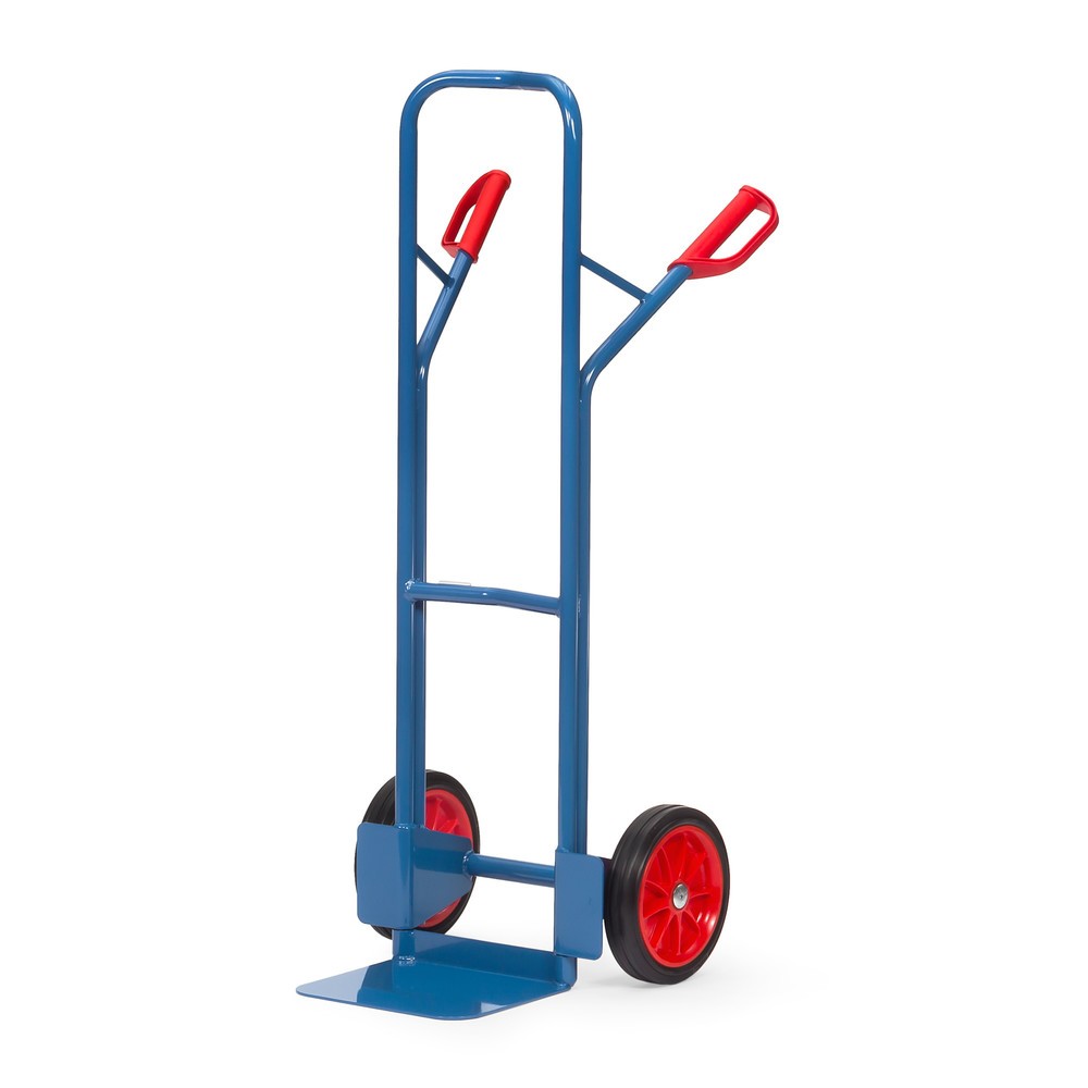Produktabbildung: fetra® Stapelkarre, Höhe 1.300 mm, Tragkraft 300 kg, Schaufel BxT 320 x 250 mm, mit Querbügel oben, Vollgummi-Bereifung