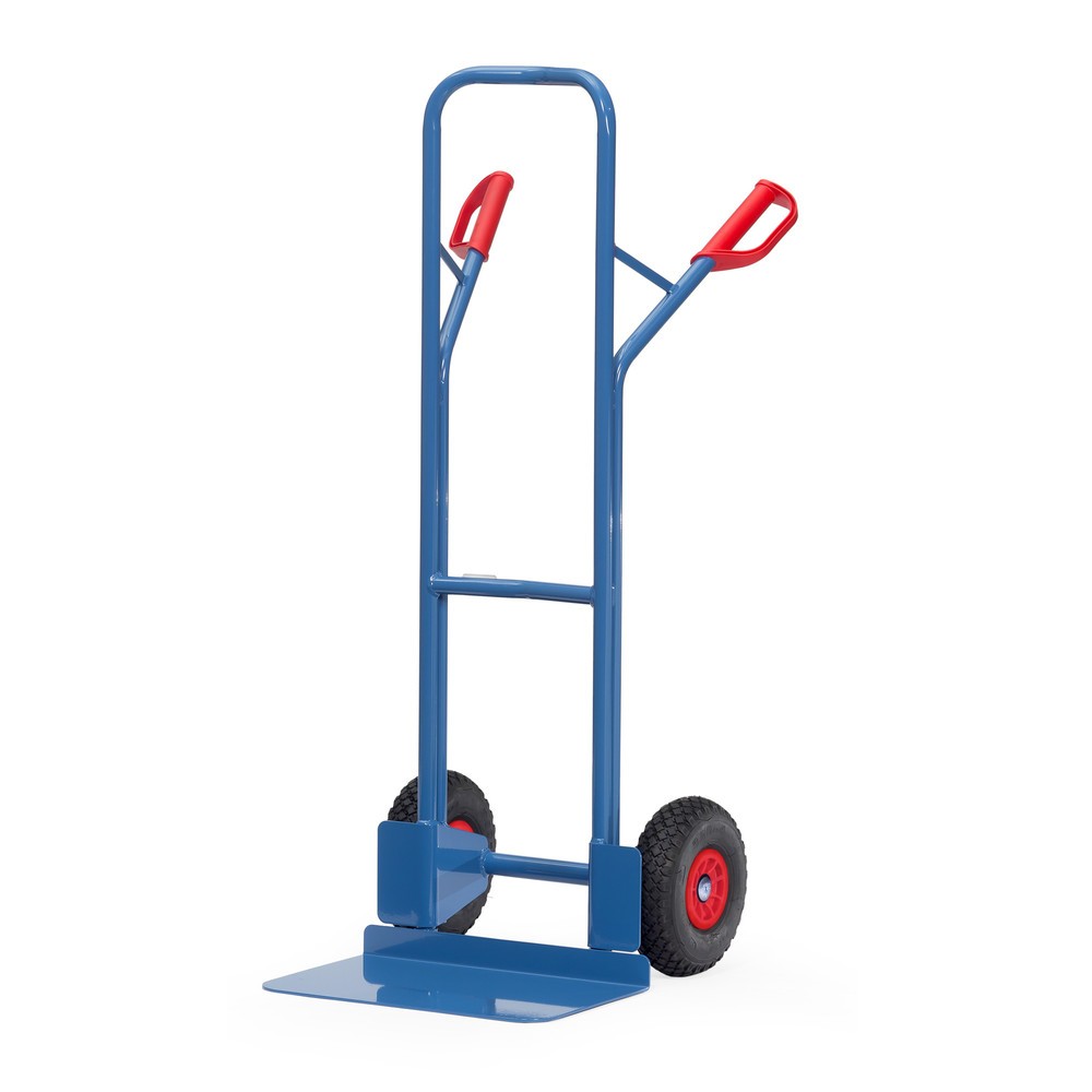 Produktabbildung: fetra® Stapelkarre, Höhe 1.300 mm, Tragkraft 300 kg, Schaufel BxT 480 x 300 mm, mit Querbügel oben, PU-Bereifung