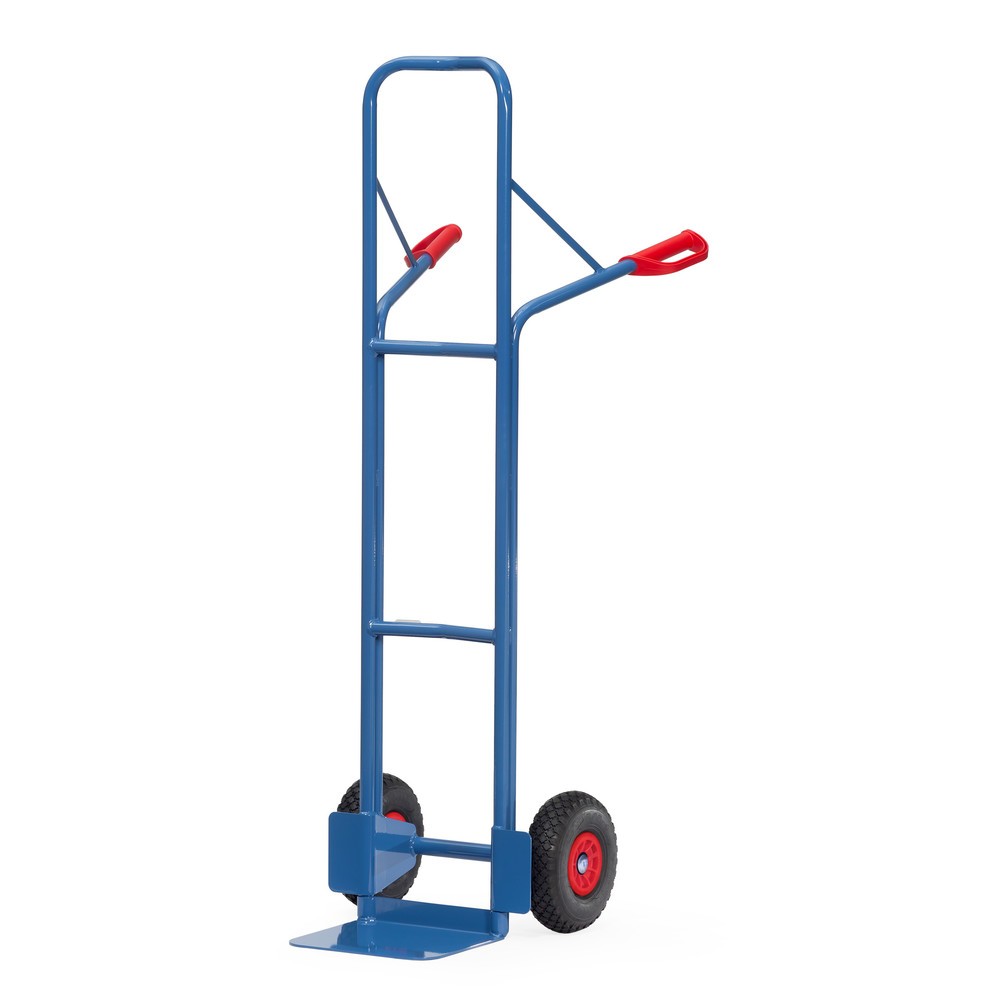 Produktabbildung: fetra® Stapelkarre, Höhe 1.600 mm, Tragkraft 300 kg, Schaufel BxT 320 x 250 mm, mit Querbügel oben, PU-Bereifung
