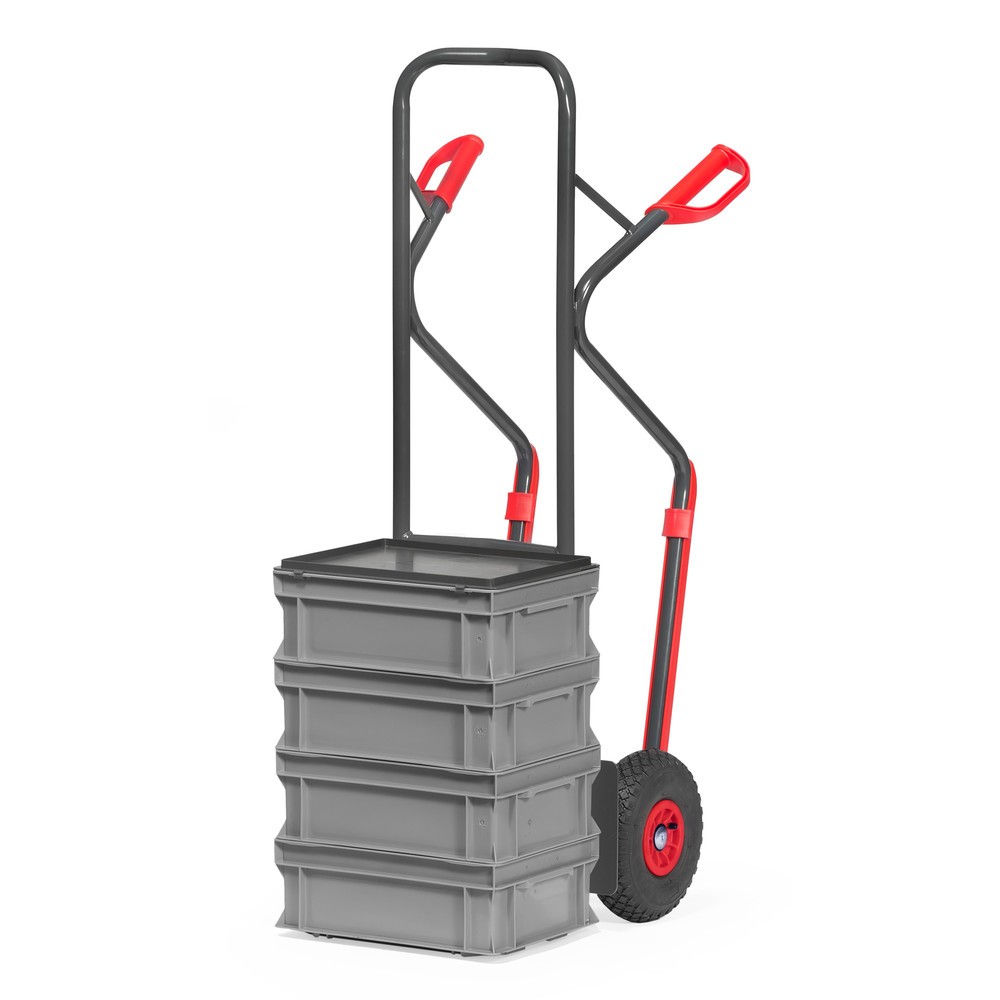 Produktabbildung Nr. 2: fetra® Stapelkarre, Tragkraft 300 kg, Schaufel BxT 320 x 250 mm, mit Gleitkufen, Luft-Bereifung, anthrazitgrau