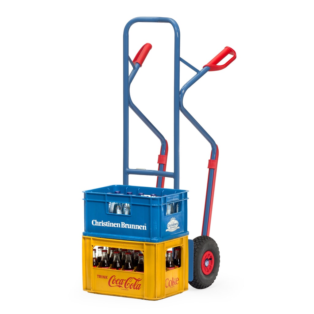 fetra® Stapelkarre, Tragkraft 300 kg, Schaufel BxT 320 x 250 mm, mit Gleitkufen, Luft-Bereifung, brillantblau Produktabbildung Nr. 2: fetra® Stapelkarre, Tragkraft 300 kg, Schaufel BxT 320 x 250 mm, mit Gleitkufen, Luft-Bereifung, brillantblau