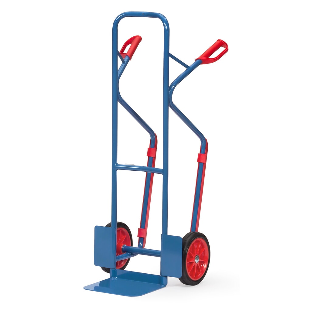 fetra® Stapelkarre, Tragkraft 300 kg, Schaufel BxT 320 x 250 mm, mit Gleitkufen, Vollgummi-Bereifung, brillantblau Produktabbildung Nr. 1: fetra® Stapelkarre, Tragkraft 300 kg, Schaufel BxT 320 x 250 mm, mit Gleitkufen, Vollgummi-Bereifung, brillantblau