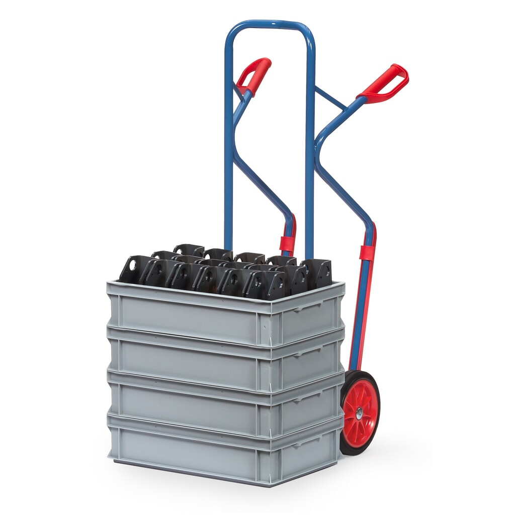 Produktabbildung Nr. 2: fetra® Stapelkarre, Tragkraft 300 kg, Schaufel BxT 320 x 250 mm, mit Gleitkufen, Vollgummi-Bereifung, brillantblau