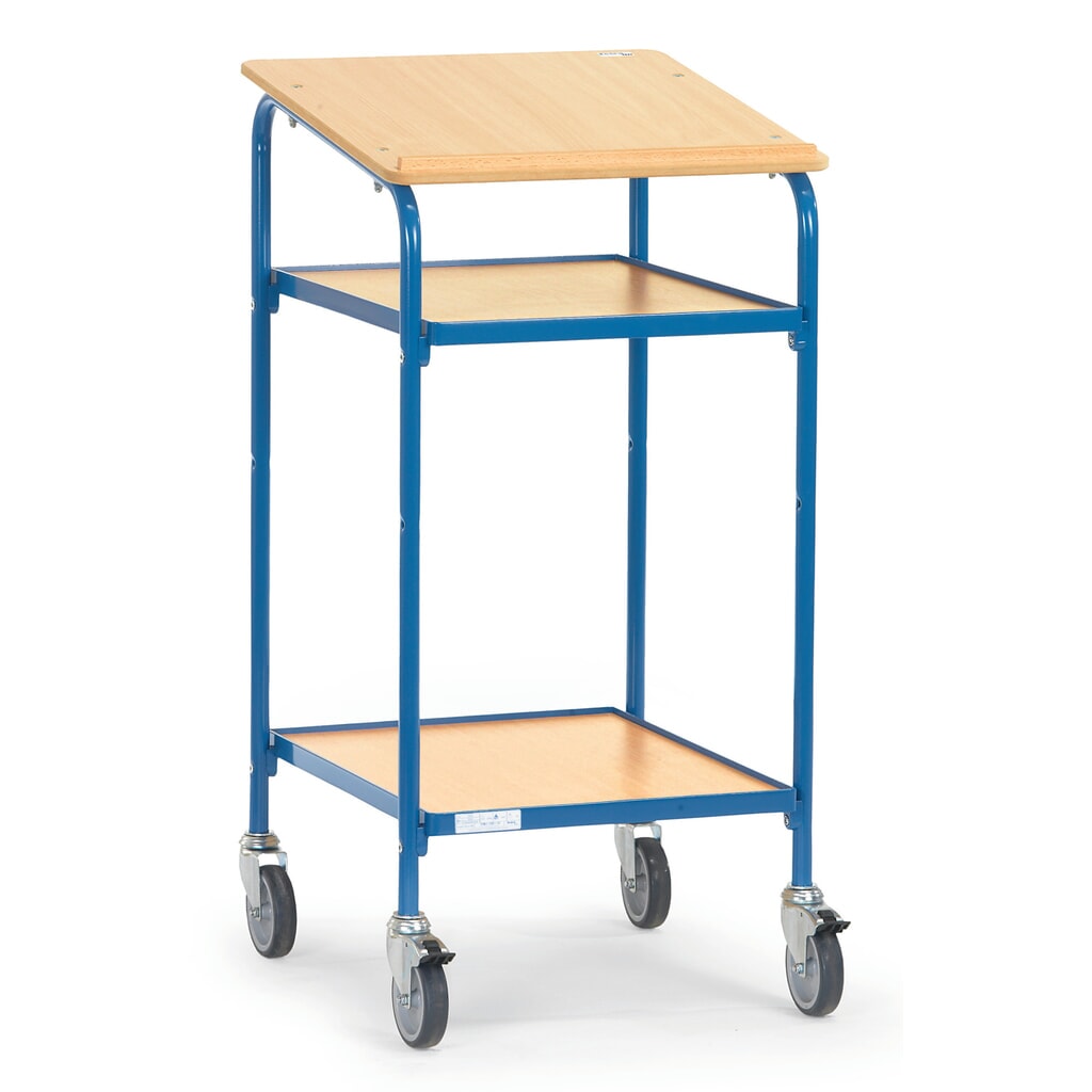 fetra® Rollpult Premium, offen, 2 Ablageböden Produktabbildung: fetra® Rollpult Premium, offen, 2 Ablageböden