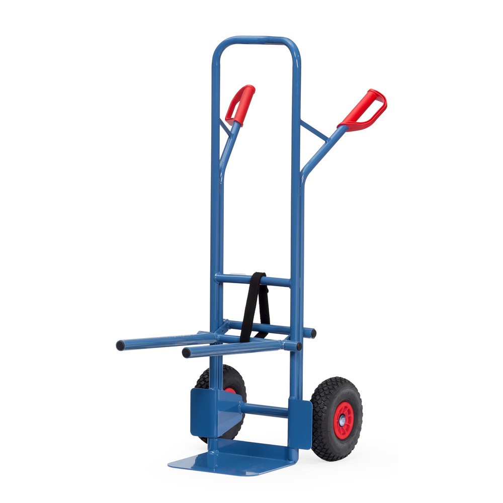 Produktabbildung: fetra® Stuhlkarre aus Stahl, Traggestell einhängbar, Schaufel BxT 320 x 250 mm, Polyurethan-Bereifung