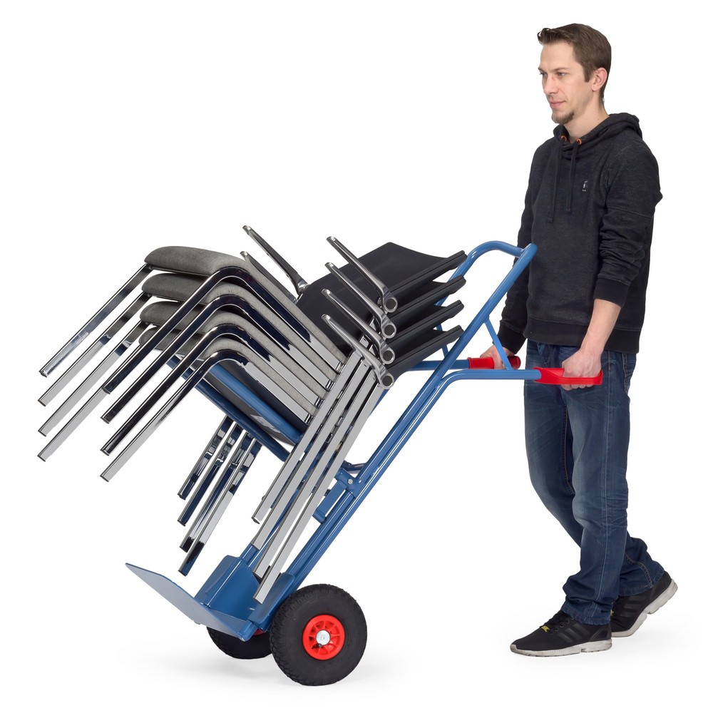 Produktabbildung Nr. 2: fetra® Stuhlkarre aus Stahl, Traggestell anschraubbar, Schaufel BxT 320 x 250 mm, Vollgummi-Bereifung