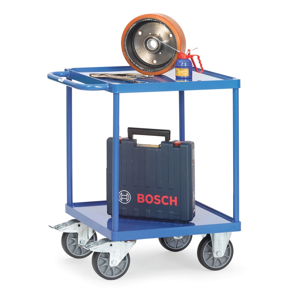 Produktabbildung Nr. 2: fetra® Tisch- und Montagewagen mit 2 Stahlblechwannen, Ladefläche 600 x 600 mm