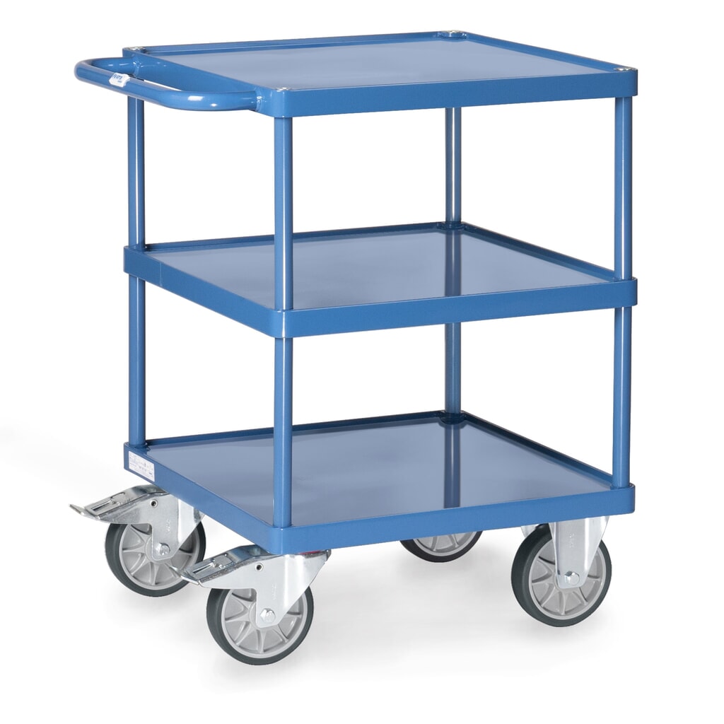 fetra® Tisch- und Montagewagen mit 3 Stahlblechwannen, Ladefläche à 600 x 600 mm Produktabbildung: fetra® Tisch- und Montagewagen mit 3 Stahlblechwannen, Ladefläche à 600 x 600 mm