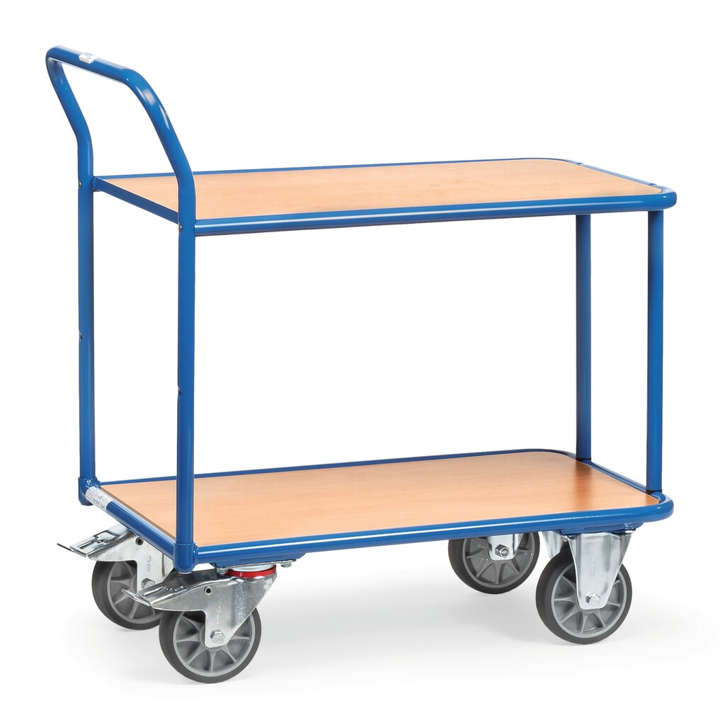 fetra® Tischwagen, TK 400 kg, 2 Etagen à 850 x 500 mm Produktabbildung: fetra® Tischwagen, TK 400 kg, 2 Etagen à 850 x 500 mm
