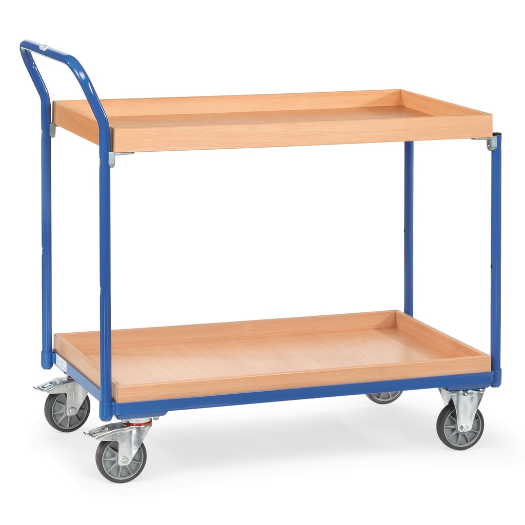 fetra® Tischwagen mit 2 Holzkästen à 850 x 500 mm, Höhe 1.030 mm Produktabbildung: fetra® Tischwagen mit 2 Holzkästen à 850 x 500 mm, Höhe 1.030 mm