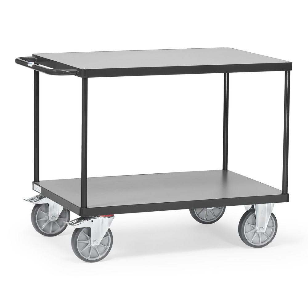 Produktabbildung: fetra® Schwerer Tisch- und Montagewagen, 2 Etagen à 500 x 850 mm, anthrazitgrau