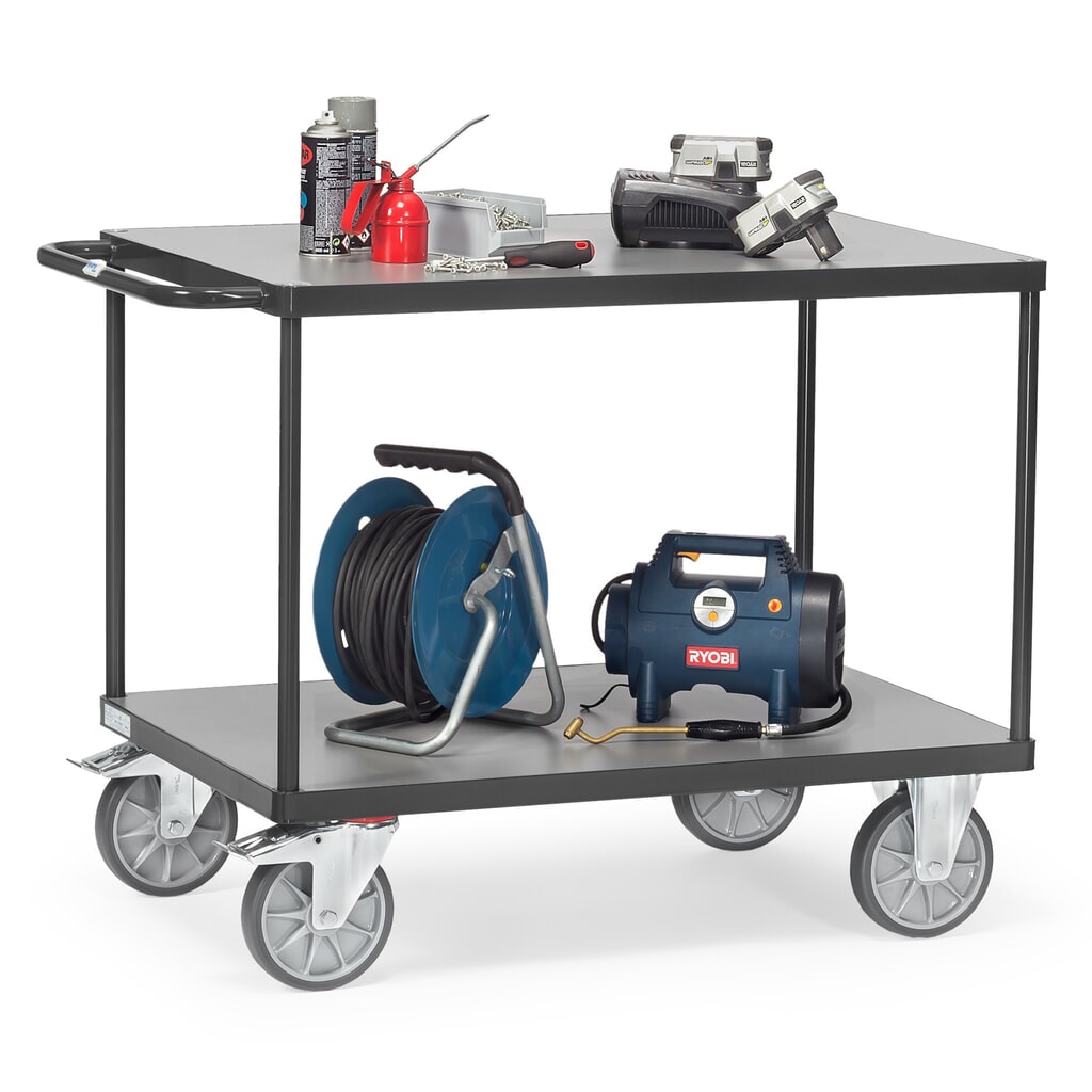 Produktabbildung Nr. 3: fetra® Schwerer Tisch- und Montagewagen, 2 Etagen à 500 x 850 mm, anthrazitgrau