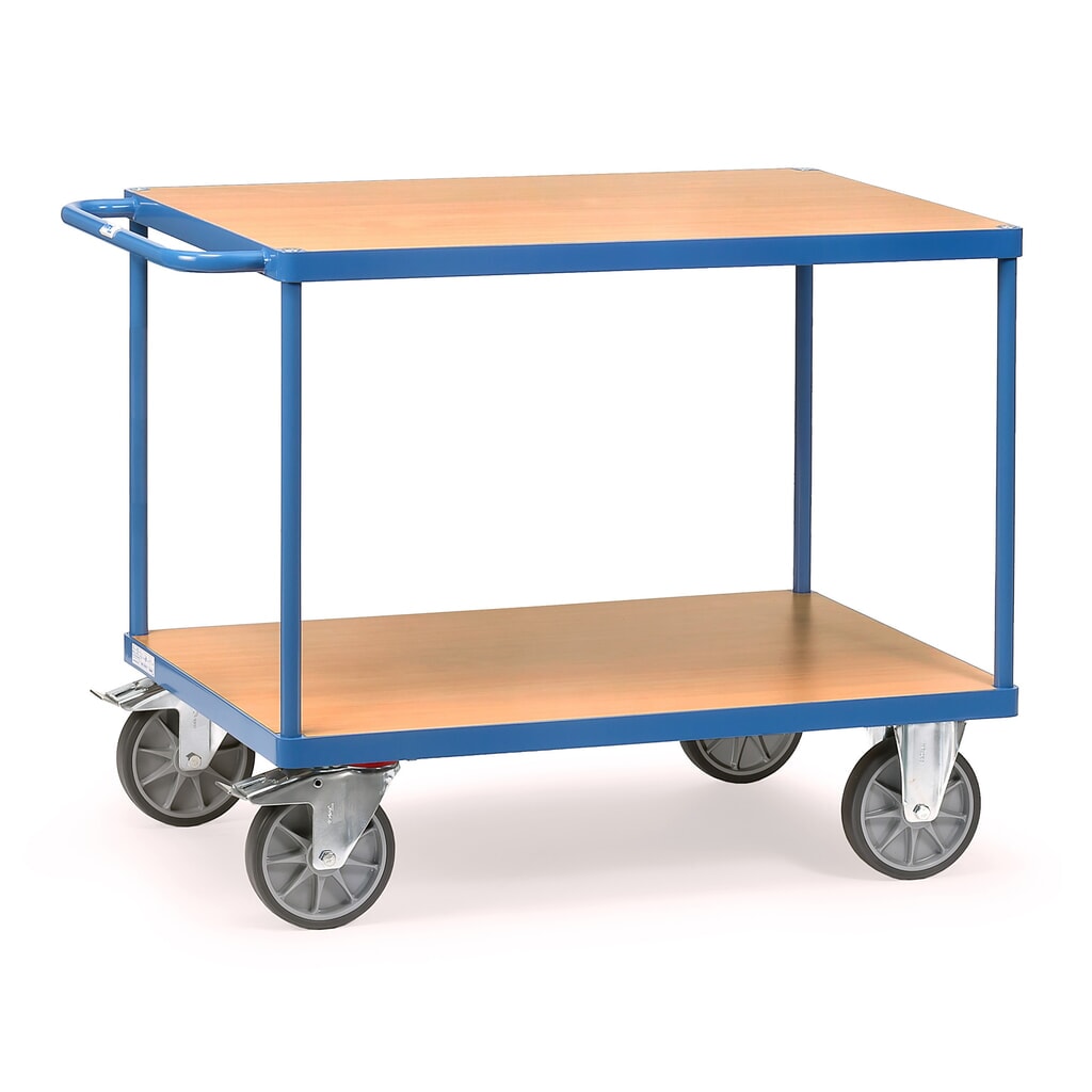 Produktabbildung: fetra® Schwerer Tisch- und Montagewagen, 2 Etagen à 500 x 850 mm