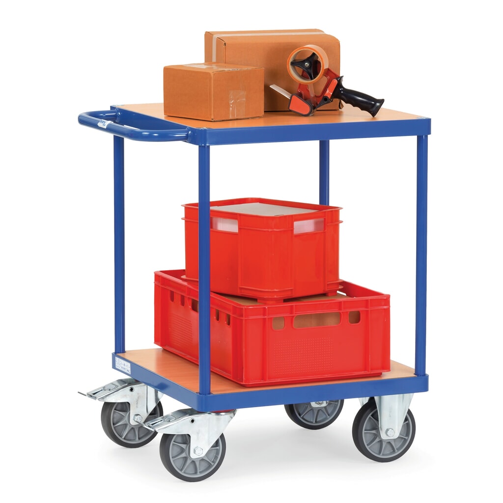 fetra® Schwerer Tisch- und Montagewagen, 2 Etagen à 600 x 600 mm Produktabbildung Nr. 3: fetra® Schwerer Tisch- und Montagewagen, 2 Etagen à 600 x 600 mm