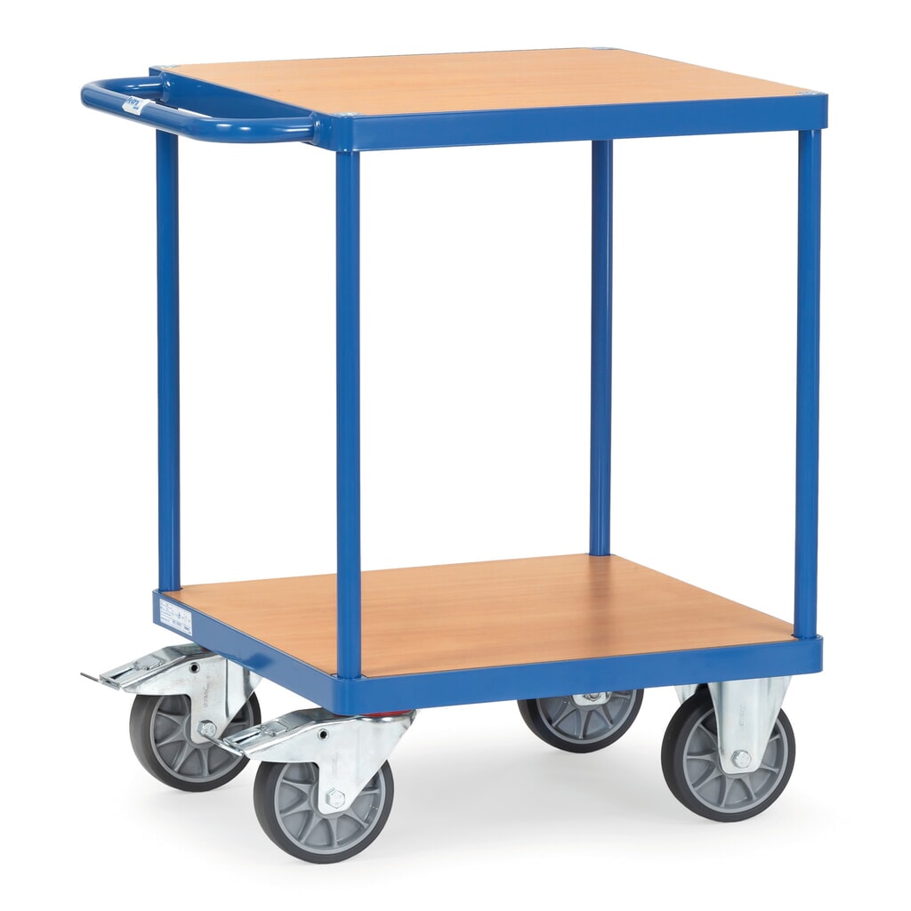 fetra® Schwerer Tisch- und Montagewagen, 2 Etagen à 600 x 600 mm Produktabbildung: fetra® Schwerer Tisch- und Montagewagen, 2 Etagen à 600 x 600 mm
