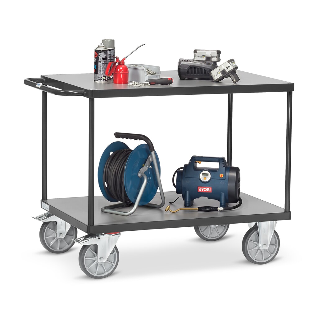 Produktabbildung Nr. 4: fetra® Schwerer Tisch- und Montagewagen, 2 Etagen à 500 x 850 mm, anthrazitgrau