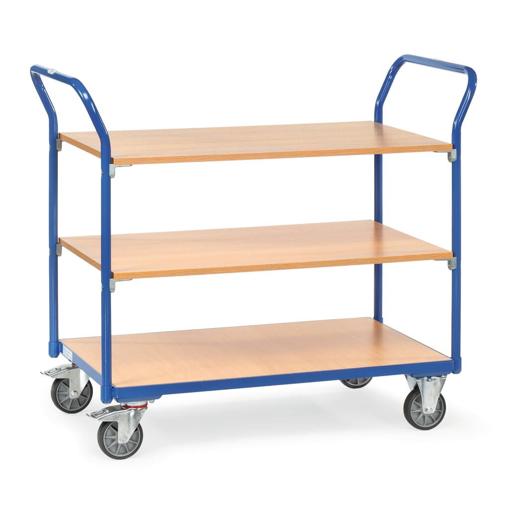 fetra® Tischwagen, Tragkraft 300 kg, 3 Etagen à 850 x 500 mm Produktabbildung: fetra® Tischwagen, Tragkraft 300 kg, 3 Etagen à 850 x 500 mm