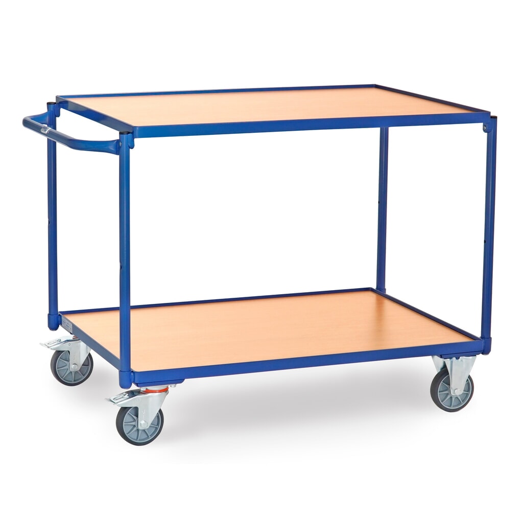 Produktabbildung: fetra® Tischwagen, TK 300 kg, 2 Etagen à 1.000 x 700 mm, waagerechter Schiebebügel
