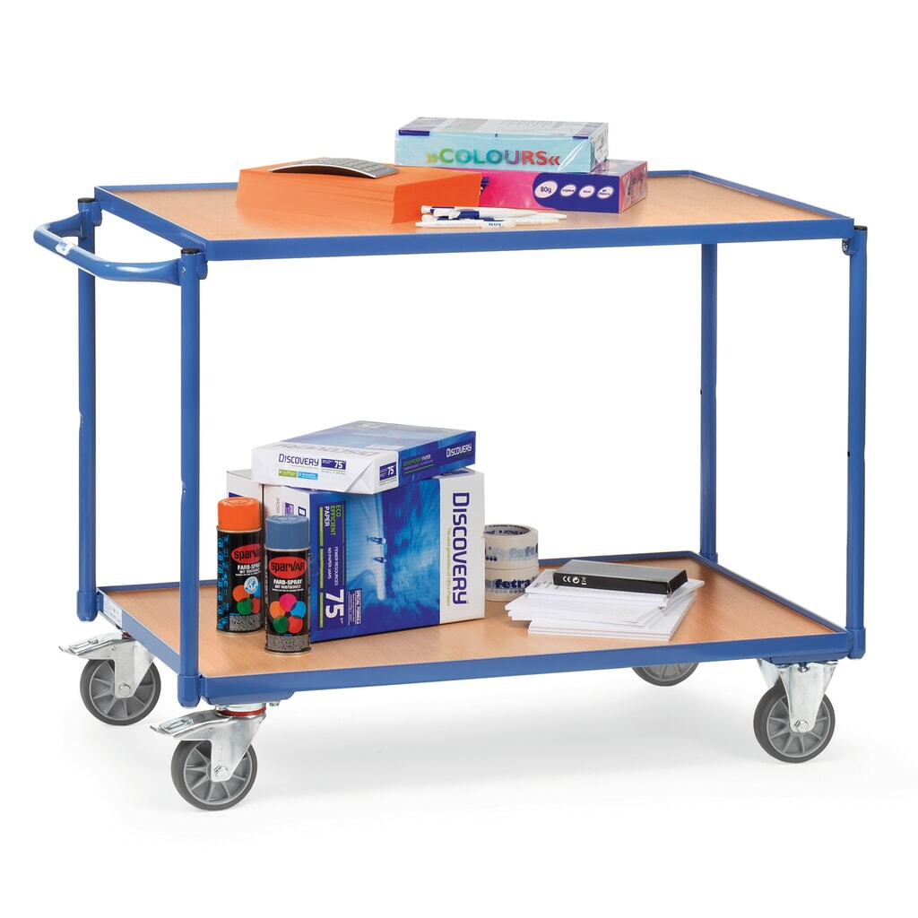 Produktabbildung Nr. 3: fetra® Tischwagen, TK 300 kg, 2 Etagen à 1.000 x 700 mm, waagerechter Schiebebügel