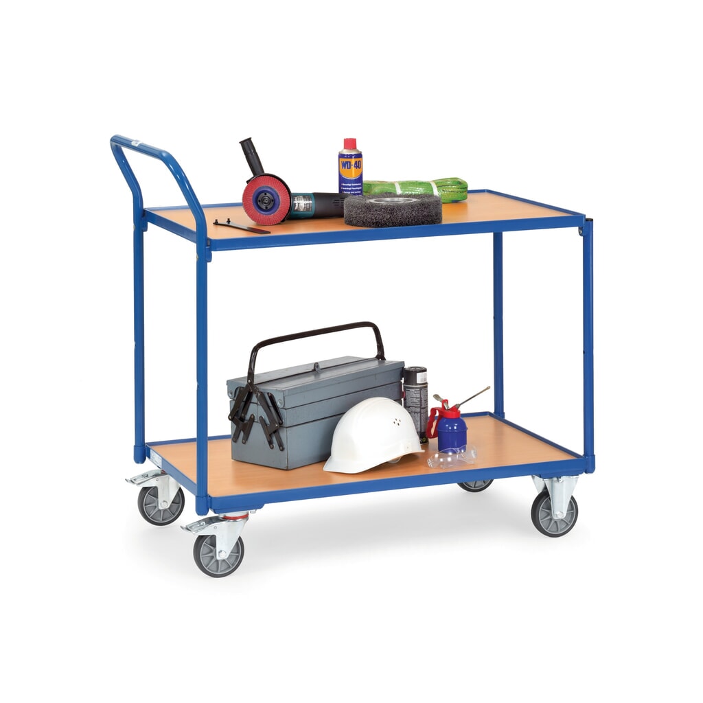 Produktabbildung Nr. 3: fetra® Tischwagen, TK 300 kg, 2 Etagen à 1.000 x 600 mm, hochstehender Schiebebügel