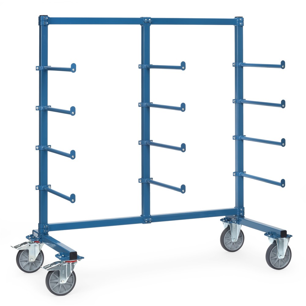 Produktabbildung: fetra® Tragarmwagen, einseitig, 12 Tragarme mit Abrollsicherung und PVC, HxBxT 1.807 x 1.800 x 800 mm
