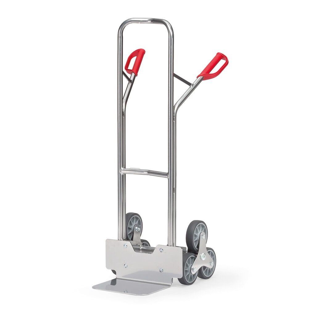 Produktabbildung: fetra® Treppenkarre, 3-armiger Radstern, Tragkraft 200 kg, Schaufel BxT 320 x 250 mm, Aluminium