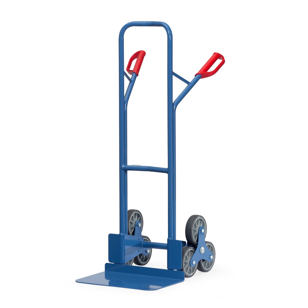 Produktabbildung: fetra® Treppenkarre, 3-armiger Radstern, Tragkraft 200 kg, Schaufel BxT 480 x 300 mm, Stahl