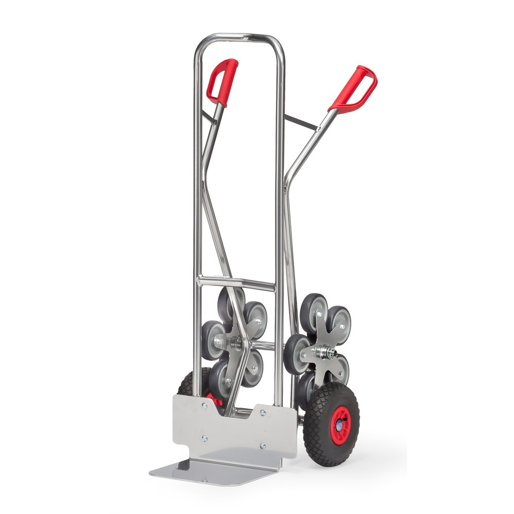 Produktabbildung: fetra® Treppenkarre, 5-armiger Radstern, Tragkraft 200 kg, Schaufel BxT 320 x 250 mm, Aluminium