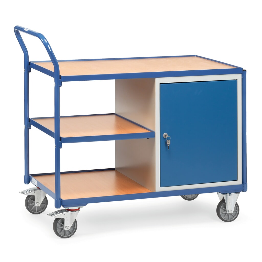 fetra® Werkstattwagen, Schrank, 3 Ablagen, TK 300 kg Produktabbildung: fetra® Werkstattwagen, Schrank, 3 Ablagen, TK 300 kg