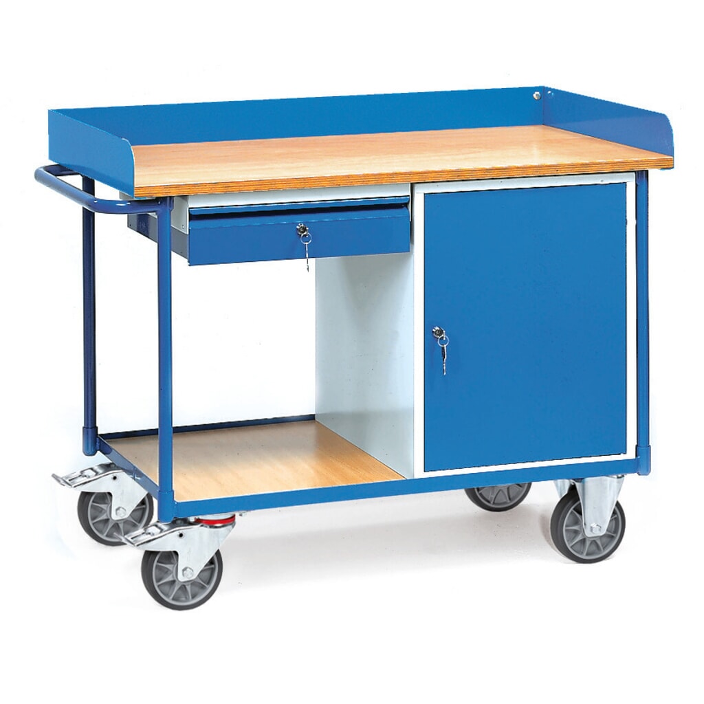 fetra® Werkstattwagen, Schrank + 1 Schublade, mit Umrandung, HxBxT 930 x 1.220 x 650 mm Produktabbildung Nr. 1: fetra® Werkstattwagen, Schrank + 1 Schublade, mit Umrandung, HxBxT 930 x 1.220 x 650 mm