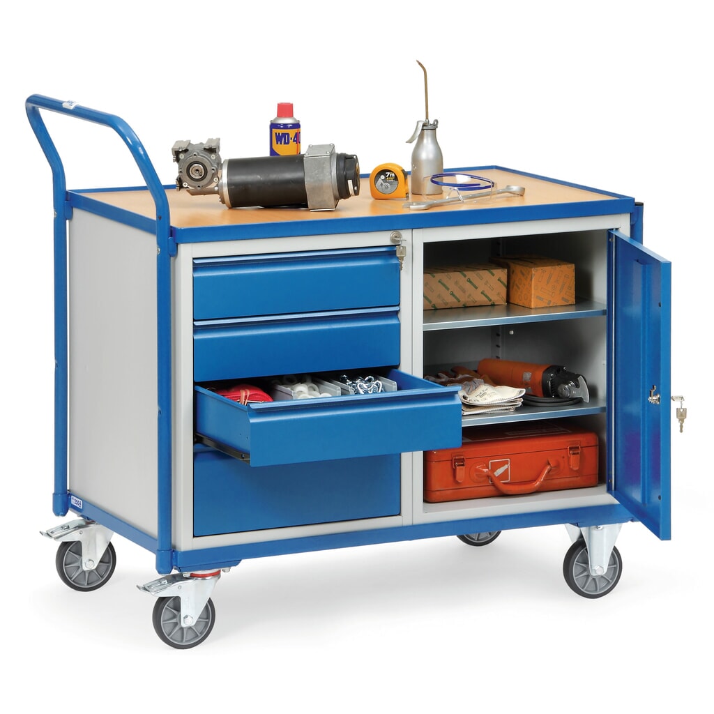fetra® Werkstattwagen, Schrank, 4 Schubladen, TK 300 kg Produktabbildung Nr. 2: fetra® Werkstattwagen, Schrank, 4 Schubladen, TK 300 kg