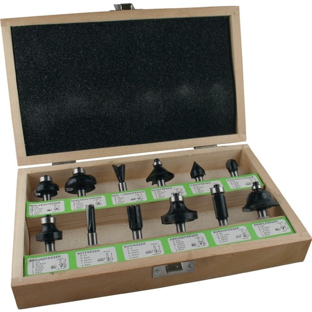 Produktabbildung: FISCH-TOOLS Fräsersatz 973CT12A06, 12-teilig, Hartmetall Schaft-Ø 8 mm