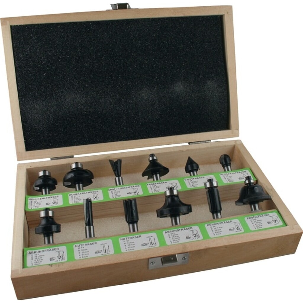 Produktabbildung: FISCH-TOOLS Fräsersatz 973CT12A06, 12-teilig, Hartmetall Schaft-Ø 8 mm