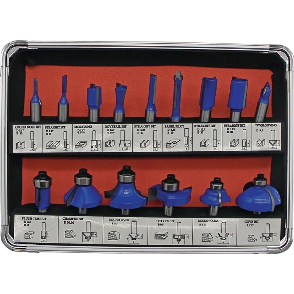 FISCH-TOOLS HM-Oberfräserkassette 973CT15A 15-tlg.Schaft-D.8mm HM Produktabbildung: FISCH-TOOLS HM-Oberfräserkassette 973CT15A 15-tlg.Schaft-D.8mm HM