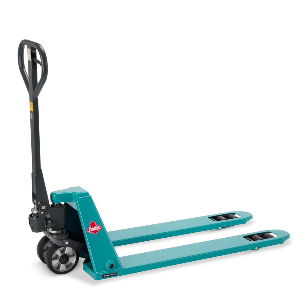 Produktabbildung: Flach-Handhubwagen Ameise® PTM 1.5 Low, Tragfähigkeit 1.500 kg, Gabellänge 1.150 mm, Vollgummi/Polyurethan, Tandemrollen