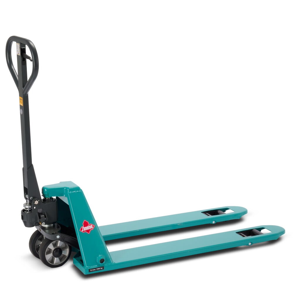 Produktabbildung: Flach-Handhubwagen Ameise® PTM 1.5 Low, Tragfähigkeit 1.500 kg, Gabellänge 1.150 mm, Vollgummi/Polyurethan