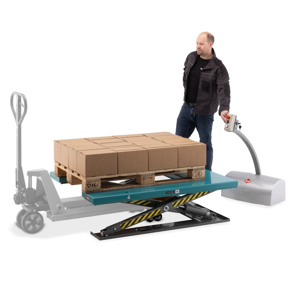 Flach-Scheren-Hubtisch Ameise® SLT 1.0, U-Form, elektrisch, Tragkraft 1.000 kg Produktabbildung Nr. 5: Flach-Scheren-Hubtisch Ameise® SLT 1.0, U-Form, elektrisch, Tragkraft 1.000 kg