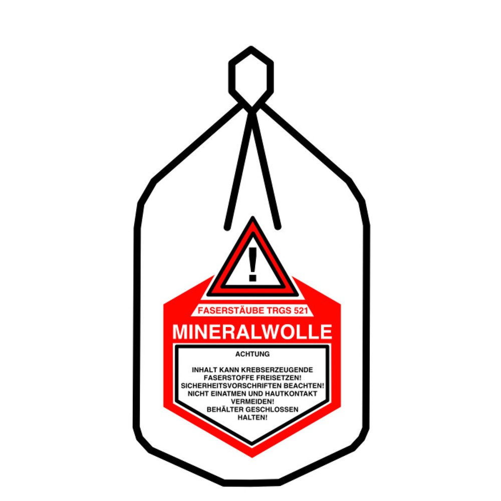 Produktabbildung: Flachsack Mineralwolle, mit Kordel und Verschlussband