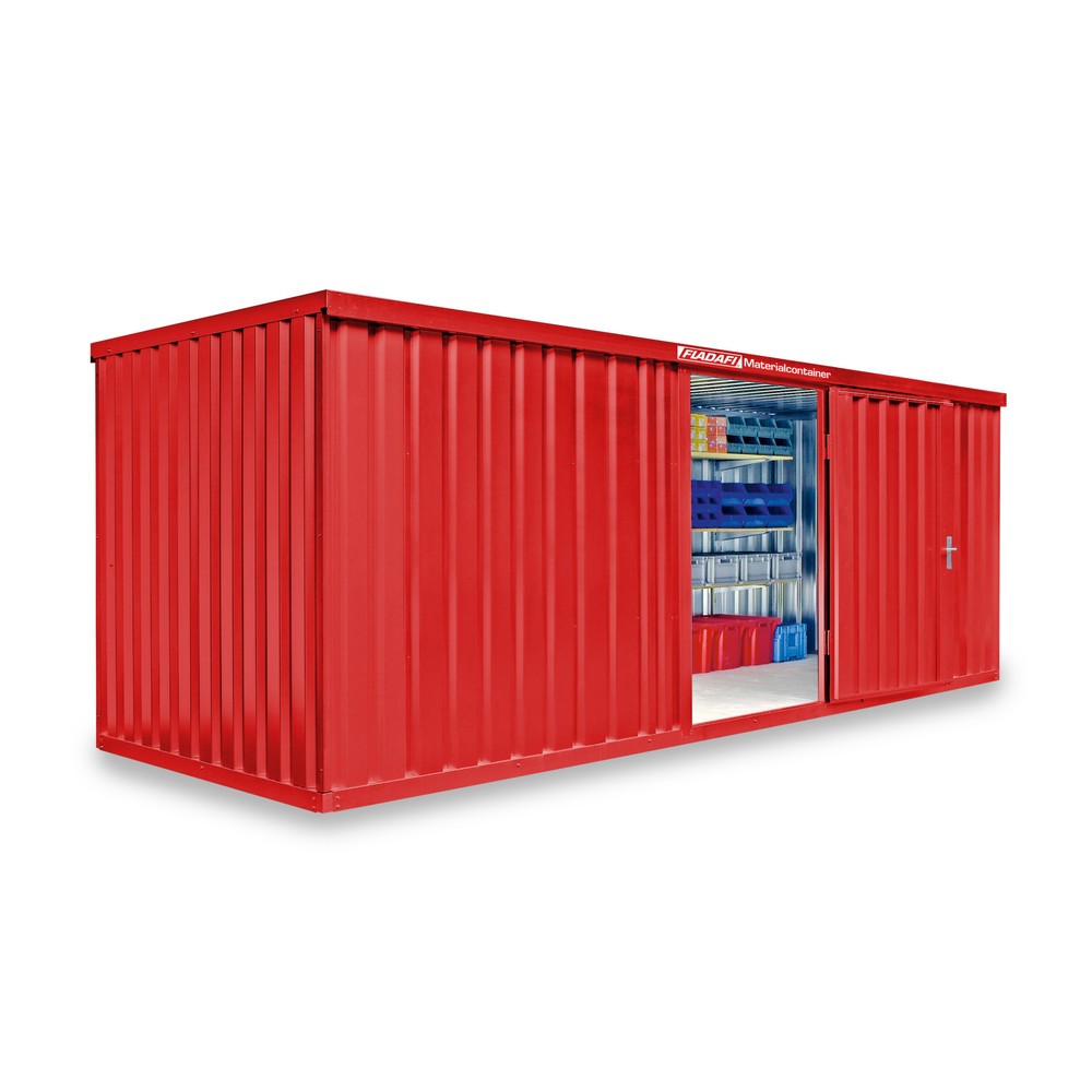 Produktabbildung: FLADAFI® Materialcontainer Einzelmodul, HxBxT 2.150 x 6.080 x 2.170 mm, montiert, Holzfußboden, lackiert, feuerrot