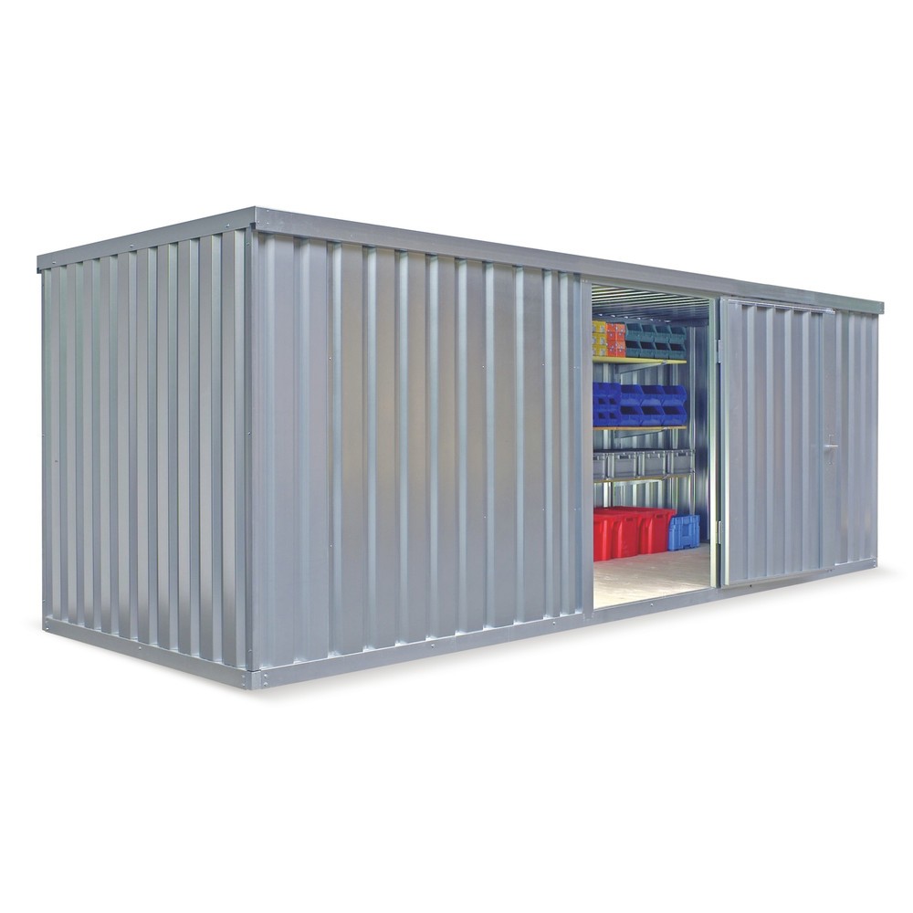 Produktabbildung: FLADAFI® Materialcontainer Einzelmodul, HxBxT 2.150 x 5.080 x 2.170 mm, zerlegt, Holzfußboden, verzinkt