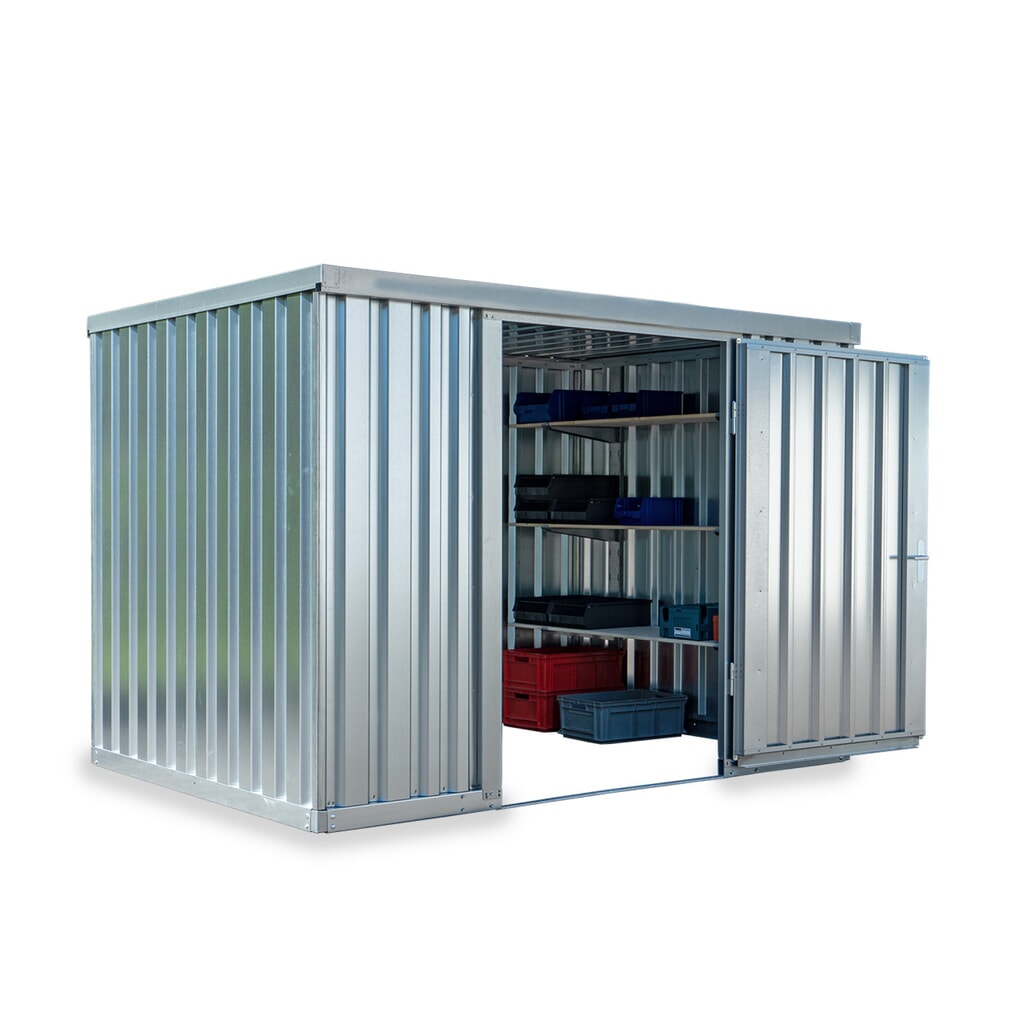 FLADAFI® Materialcontainer Einzelmodul, verzinkt, HxBxT 2.150 x 3.050 x 2.170 mm, zerlegt, ohne Holzfußboden Produktabbildung: FLADAFI® Materialcontainer Einzelmodul, verzinkt, HxBxT 2.150 x 3.050 x 2.170 mm, zerlegt, ohne Holzfußboden