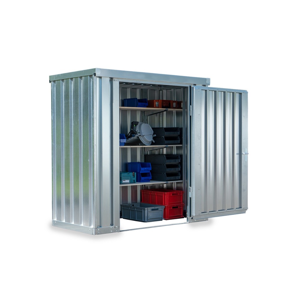 Produktabbildung: FLADAFI® Materialcontainer Einzelmodul, HxBxT 2.150 x 2.100 x 1.140 mm, zerlegt, ohne Holzfußboden, verzinkt