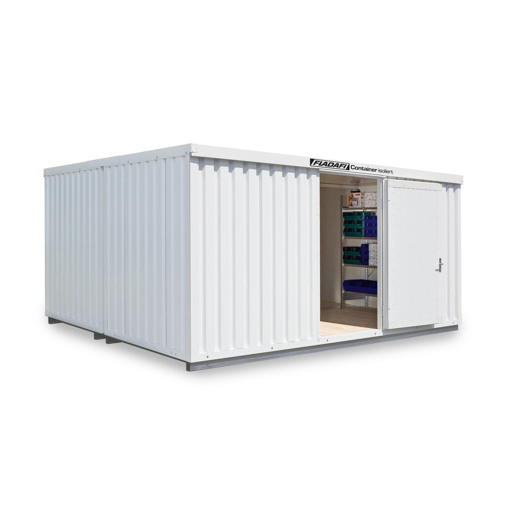 FLADAFI® Materialcontainer-Kombination, isoliert, 20 m², mit isoliertem Boden, HxBxT 2.500 x 5.080 x 4.340 mm, Einzelflügeltür, mittig im Modul Produktabbildung: FLADAFI® Materialcontainer-Kombination, isoliert, 20 m², mit isoliertem Boden, HxBxT 2.500 x 5.080 x 4.340 mm, Einzelflügeltür, mittig im Modul