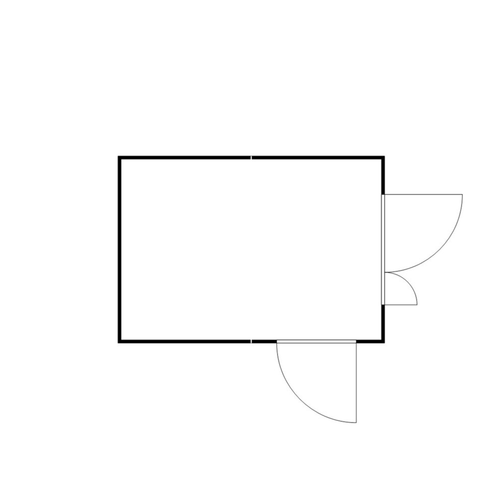 Produktabbildung Nr. 2: FLADAFI® Materialcontainer-Kombination 12m², zerlegt, ohne Boden, Maße außen 3050x4340x2115 mm, Doppelflügeltür (asymmetrische Teilung), mittig Stirnseite, Zusatztür