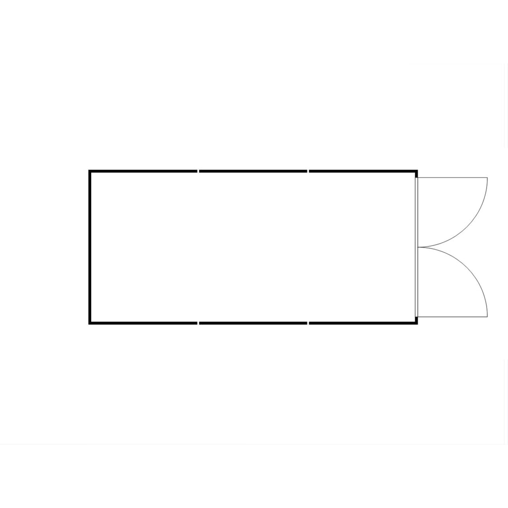 Produktabbildung Nr. 2: FLADAFI® Materialcontainer-Kombination, zerlegt, 18 m², ohne Boden, HxBxT 2.115 x 3.050 x 6.520 mm, Doppelflügeltür, mittig in Stirnseite