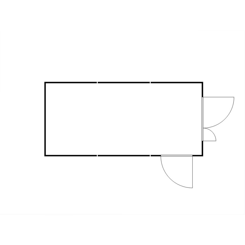 Produktabbildung Nr. 2: FLADAFI® Materialcontainer-Kombination 18m², zerlegt, ohne Boden, Maße außen 3050x6520x2115 mm, Doppelflügeltür (asymmetrische Teilung), mittig in Stirnseite, Zusatztür