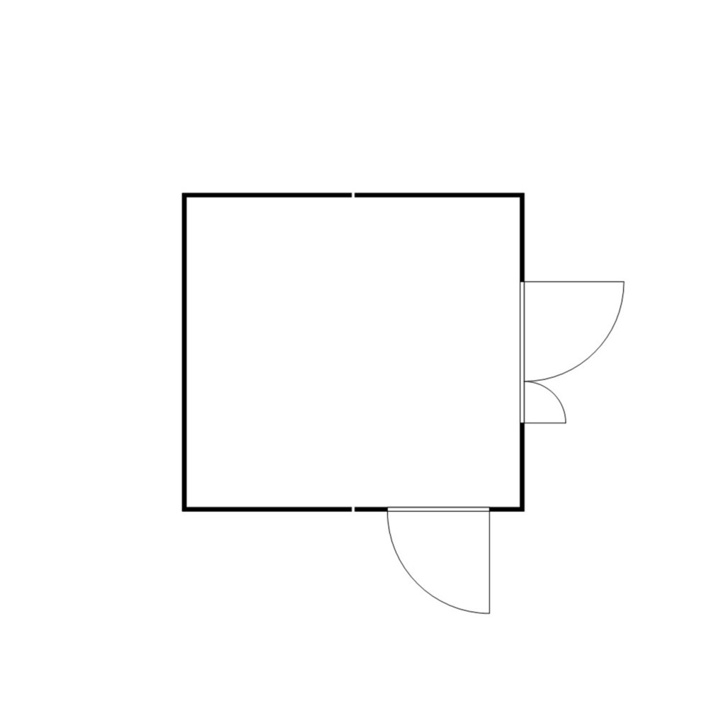 Produktabbildung Nr. 2: FLADAFI® Materialcontainer-Kombination 16m², zerlegt, ohne Boden, Maße außen 4050x4340x2115 mm, Doppelflügeltür (asymmetrische Teilung), mittig in Stirnseite, Zusatztür