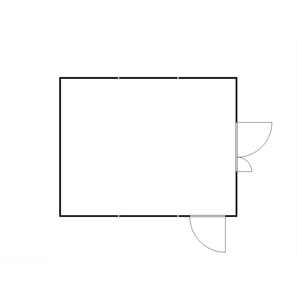 Produktabbildung Nr. 2: FLADAFI® Materialcontainer-Kombination 32m², zerlegt, ohne Boden, Maße außen 5080x6520x2115 mm, Doppelflügeltür (asymmetrische Teilung), mittig in Stirnseite, Zusatztür