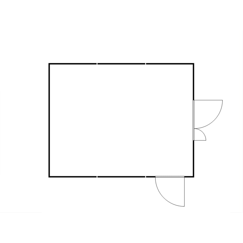 Produktabbildung Nr. 2: FLADAFI® Materialcontainer-Kombination, zerlegt, 32 m², ohne Boden, HxBxT 2.115 x 5.080 x 6.520 mm, Doppelflügeltür (asymmetrische Teilung), mittig in Stirnseite, Zusatztür